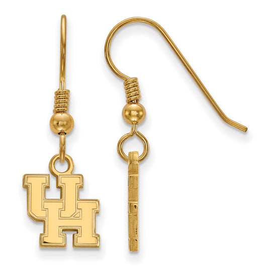Gold Plated Sterling Silver Logoart University Of Houston U H Extra Small Dangle Wire Earrings