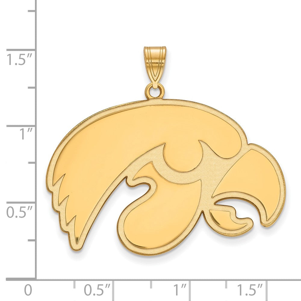 Gold Plated Sterling Silver Logoart University Of Iowa Hawk Extra Large Pendant