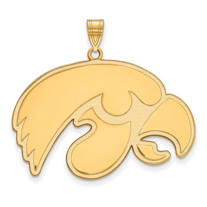 Gold Plated Sterling Silver Logoart University Of Iowa Hawk Extra Large Pendant