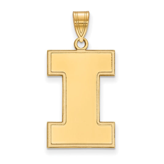 Gold Plated Sterling Silver Logoart University Of Illinois Letter I Extra Large Pendant