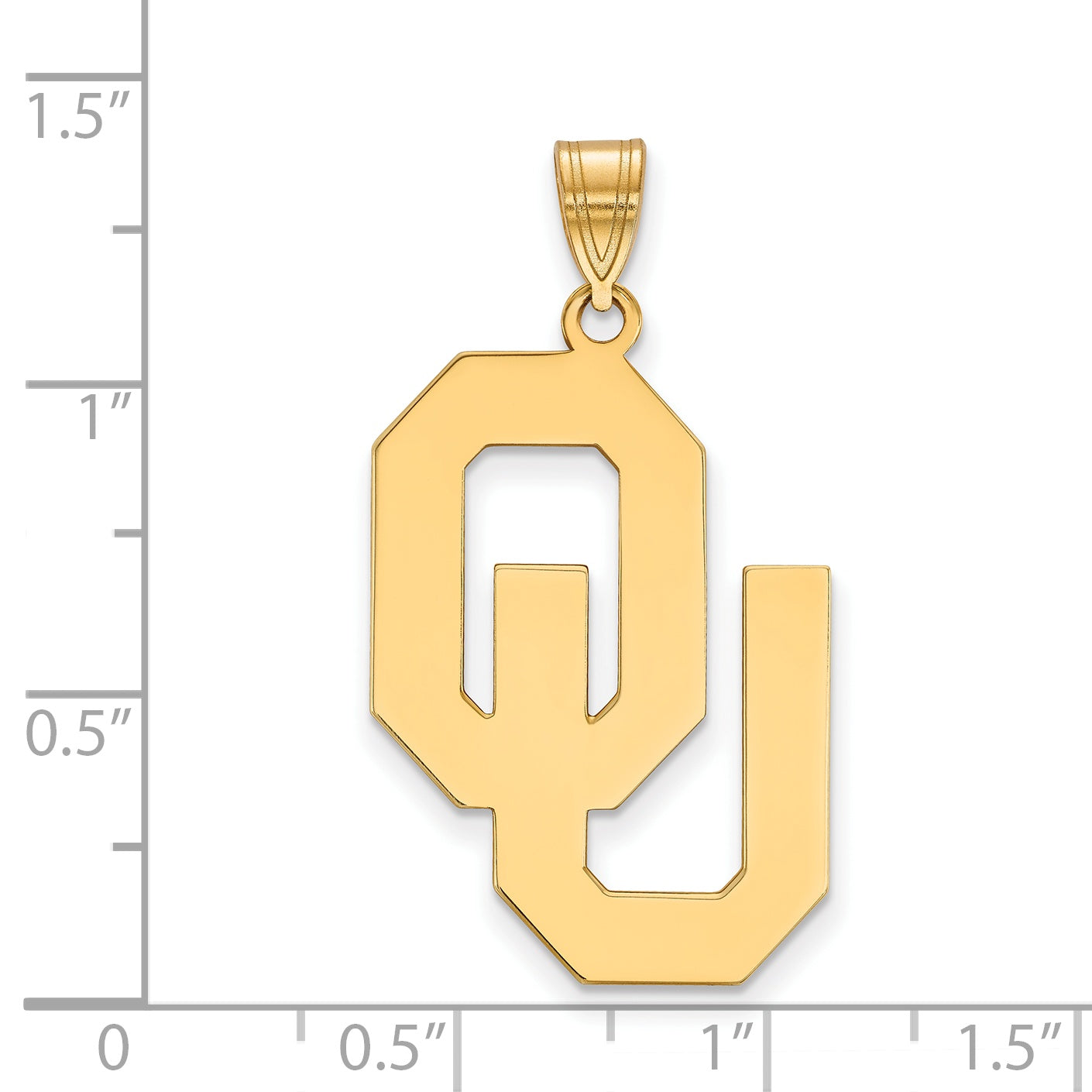 14K Yellow Gold Logoart University Of Oklahoma O U Extra Large Pendant