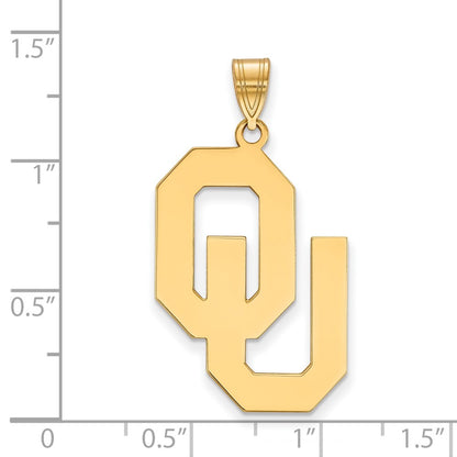 10K Yellow Gold Logoart University Of Oklahoma O U Extra Large Pendant