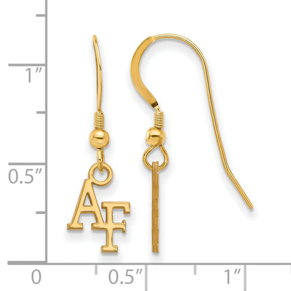 Gold Plated Sterling Silver Logoart United States Air Force Academy A F Extra Small Dangle Wire Earrings