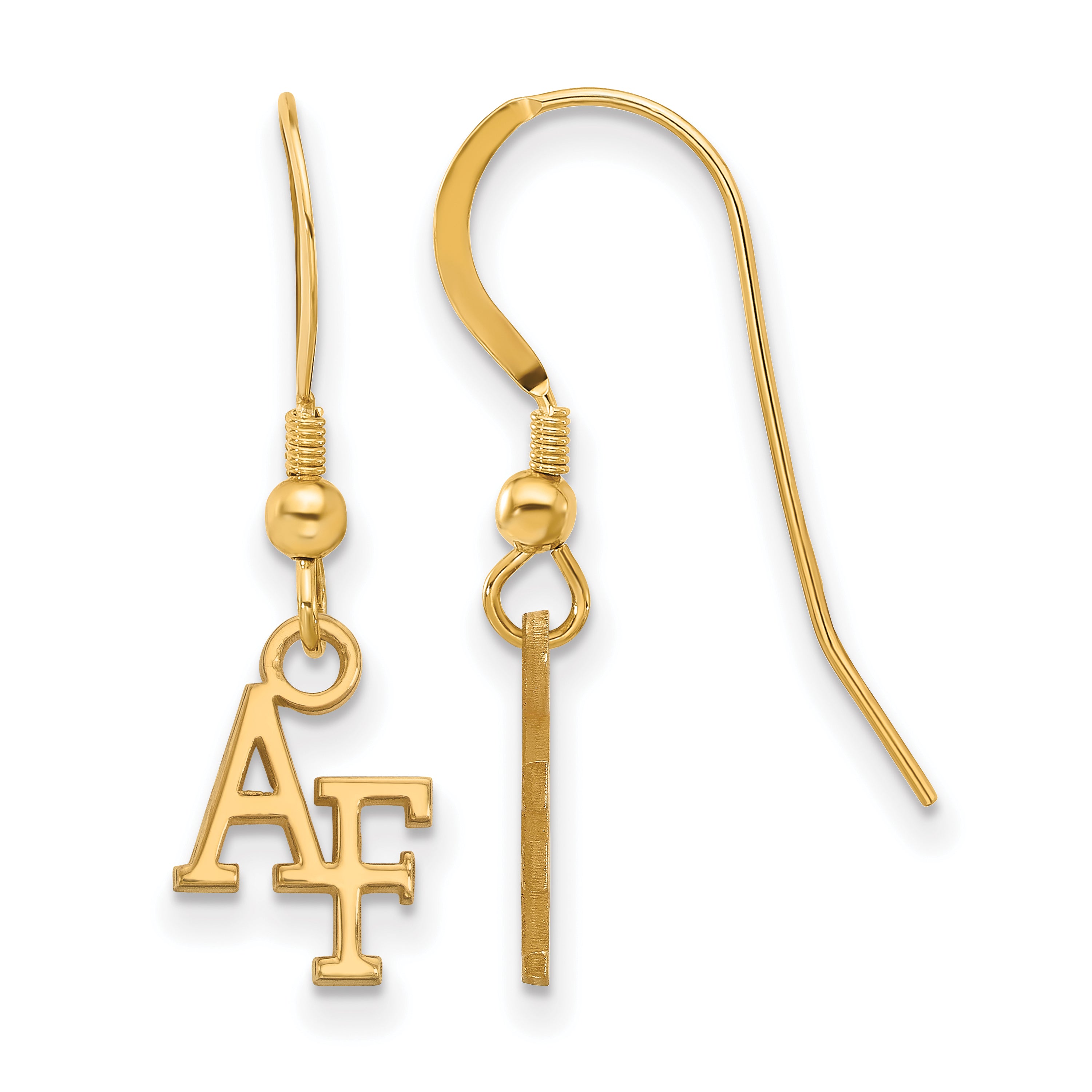 Gold Plated Sterling Silver Logoart United States Air Force Academy A F Extra Small Dangle Wire Earrings