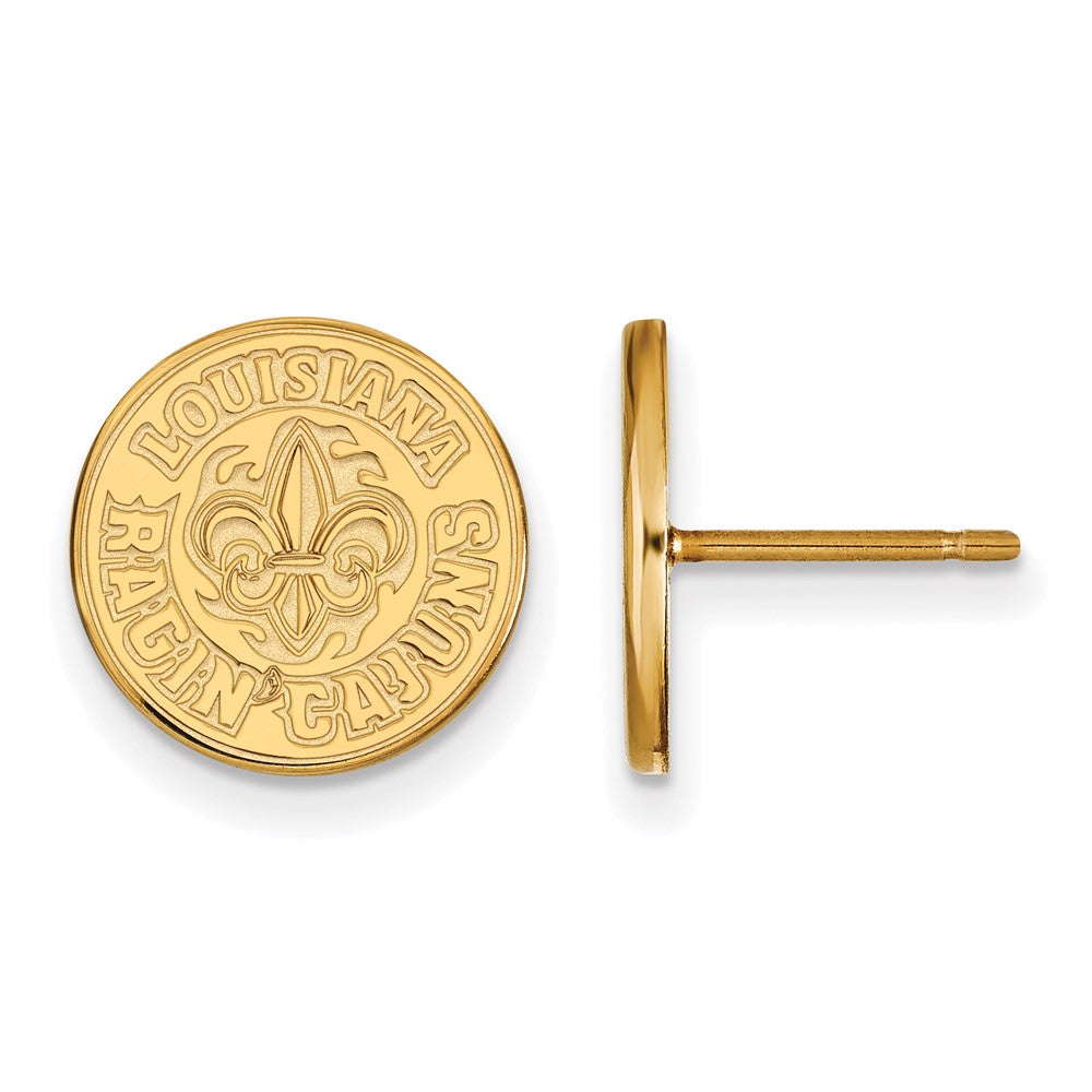 Gold Plated Sterling Silver Logoart University Of Louisiana At Lafayette Small Post Earrings