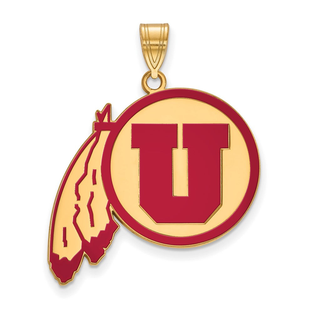 Gold Plated Sterling Silver Logoart University Of Utah Extra Large Enameled Pendant