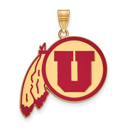 Gold Plated Sterling Silver Logoart University Of Utah Extra Large Enameled Pendant