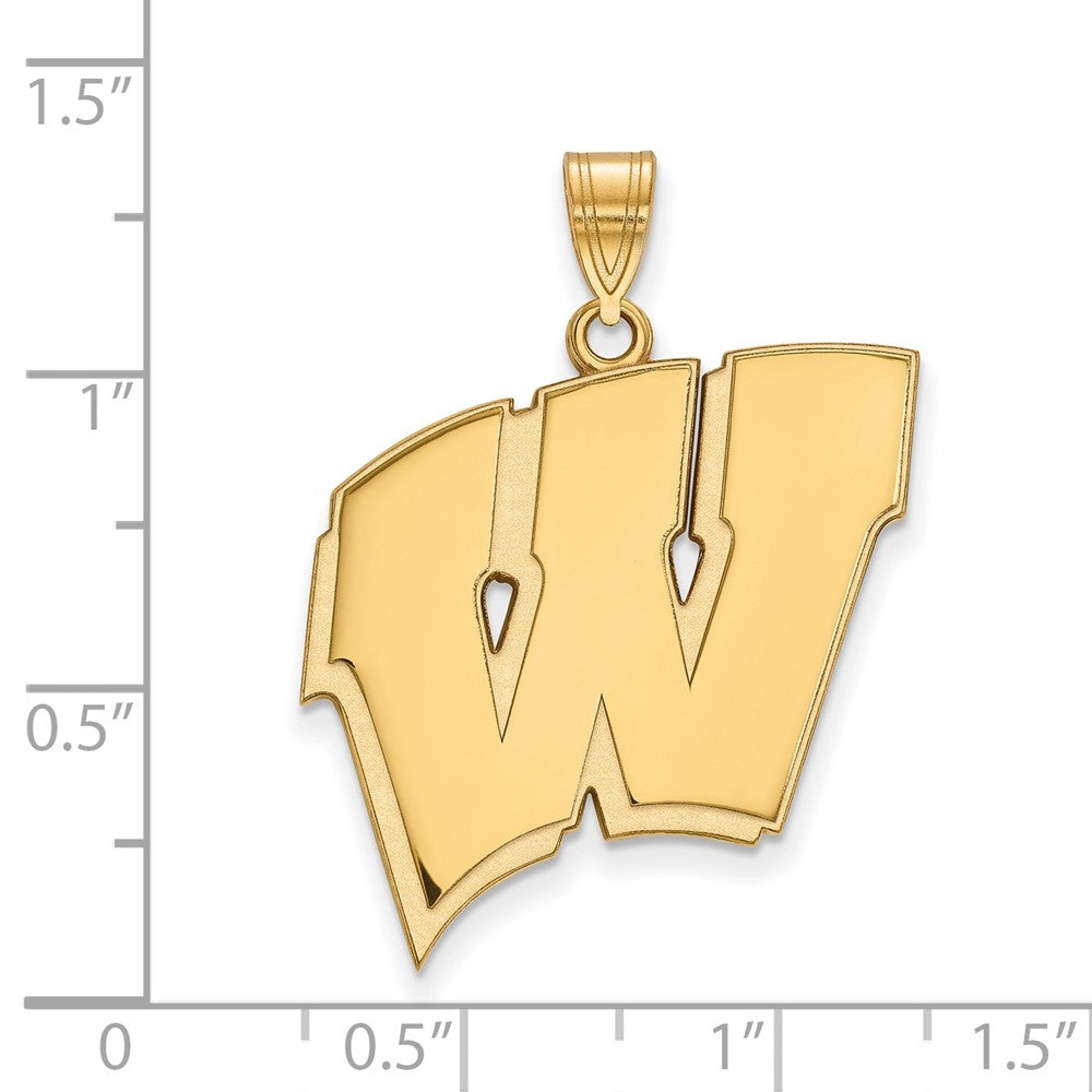 14K Yellow Gold Logoart University Of Wisconsin Letter W Extra Large Pendant