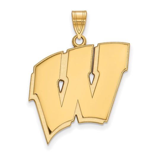 10K Yellow Gold Logoart University Of Wisconsin Letter W Extra Large Pendant