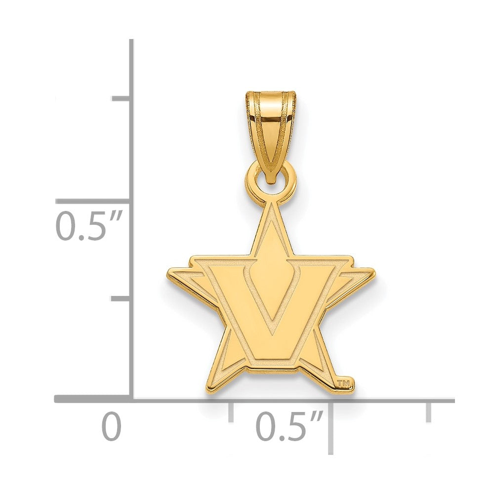14K Yellow Gold 14Ky Logoart Vanderbilt University Small Pendant