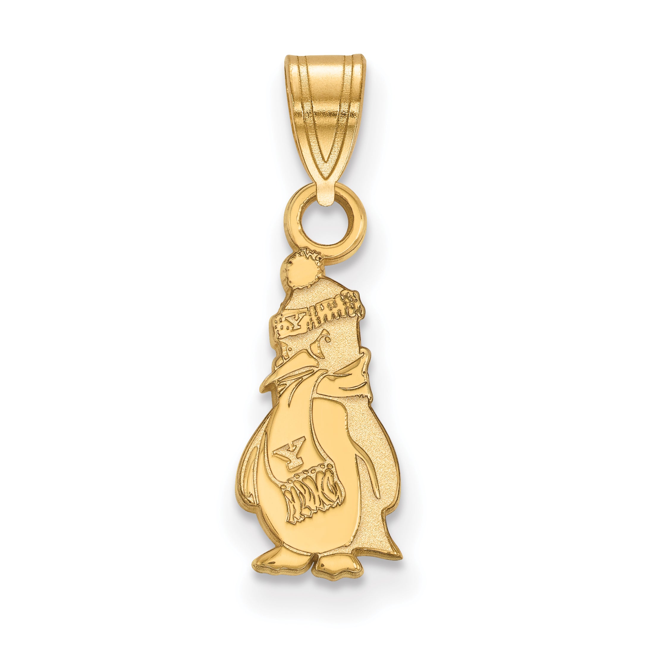 Gold Plated Sterling Silver Logoart Youngstown State University Penguin Small Pendant