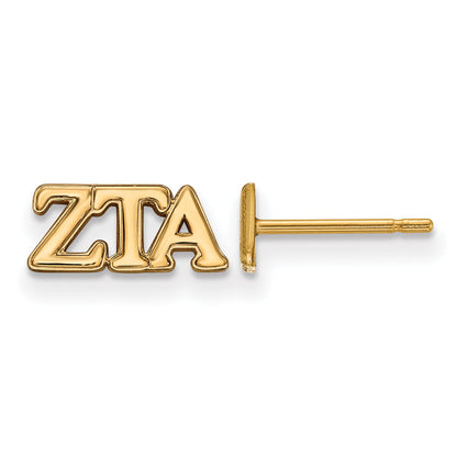 Gold Plated Sterling Silver Logoart Zeta Tau Alpha Sorority Greek Letters Extra Small Post Earrings