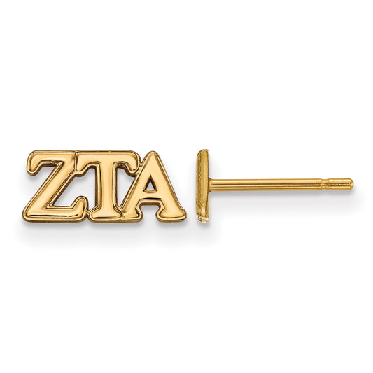 Gold Plated Sterling Silver Logoart Zeta Tau Alpha Sorority Greek Letters Extra Small Post Earrings