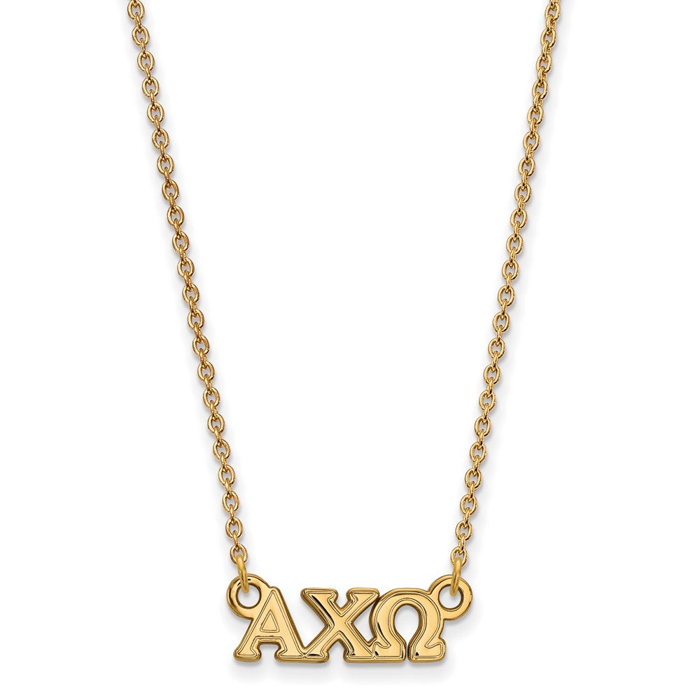 Gold Plated Sterling Silver Logoart Alpha Chi Omega Sorority Greek Letters Extra Small Pendant 18 Inch Necklace