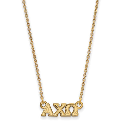 Gold Plated Sterling Silver Logoart Alpha Chi Omega Sorority Greek Letters Extra Small Pendant 18 Inch Necklace