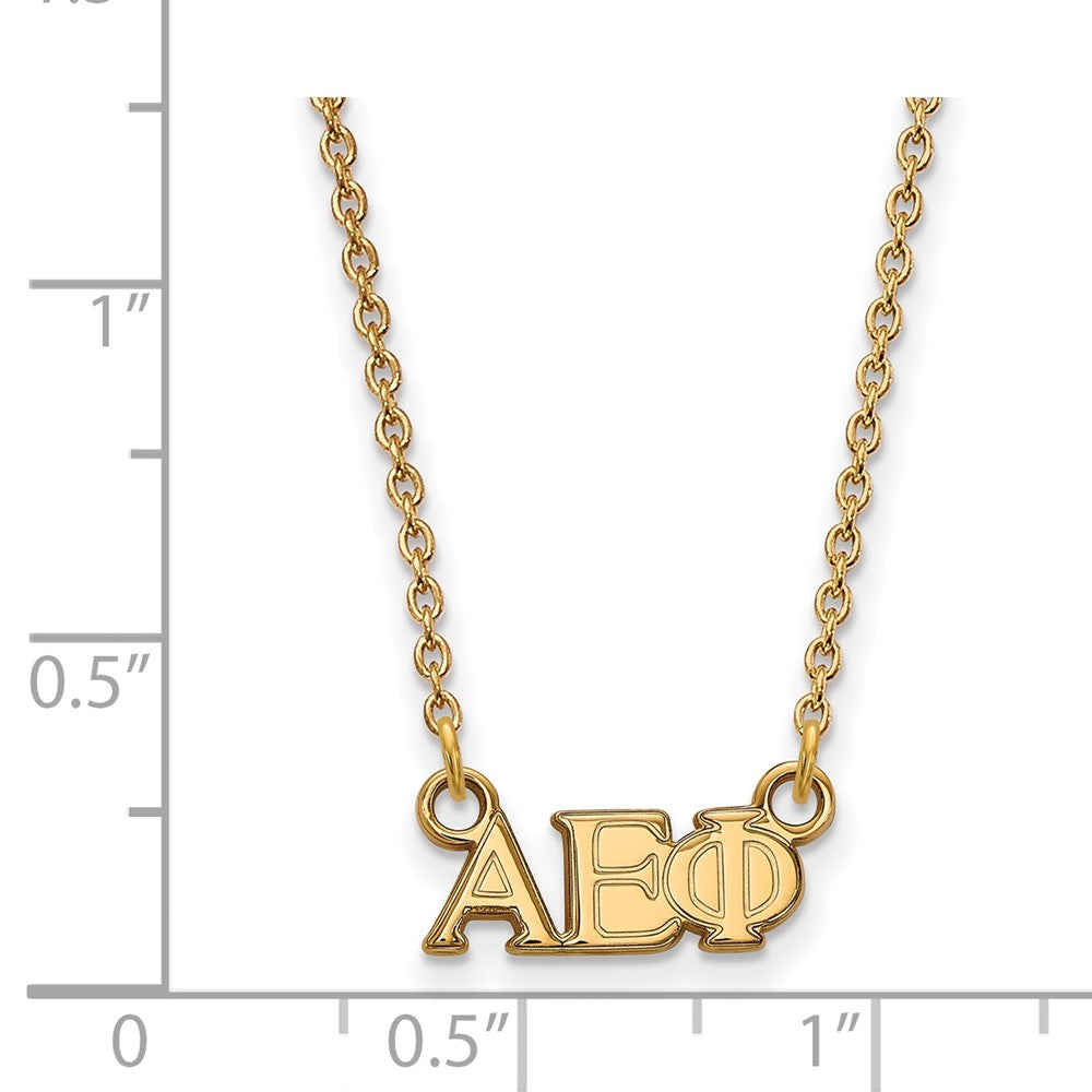 Gold Plated Sterling Silver Logoart Alpha Epsilon Phi Sorority Greek Letters Extra Small Pendant 18 Inch Necklace