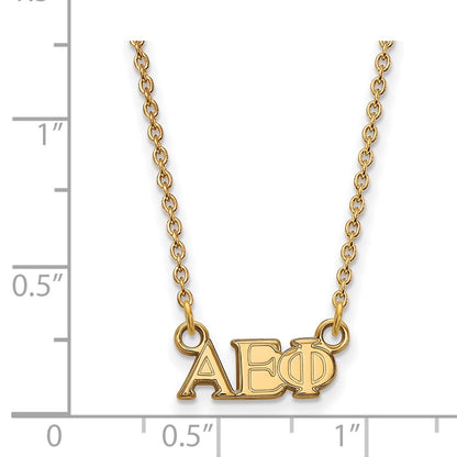 Gold Plated Sterling Silver Logoart Alpha Epsilon Phi Sorority Greek Letters Extra Small Pendant 18 Inch Necklace