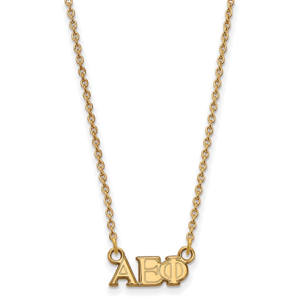 Gold Plated Sterling Silver Logoart Alpha Epsilon Phi Sorority Greek Letters Extra Small Pendant 18 Inch Necklace