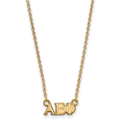 Gold Plated Sterling Silver Logoart Alpha Epsilon Phi Sorority Greek Letters Extra Small Pendant 18 Inch Necklace