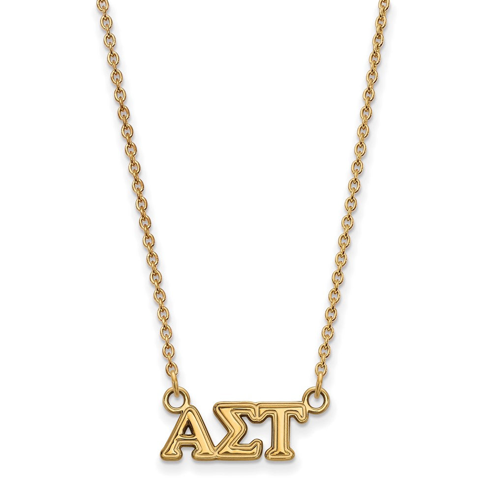 Gold Plated Sterling Silver Logoart Alpha Sigma Tau Sorority Greek Letters Extra Small Pendant 18 Inch Necklace