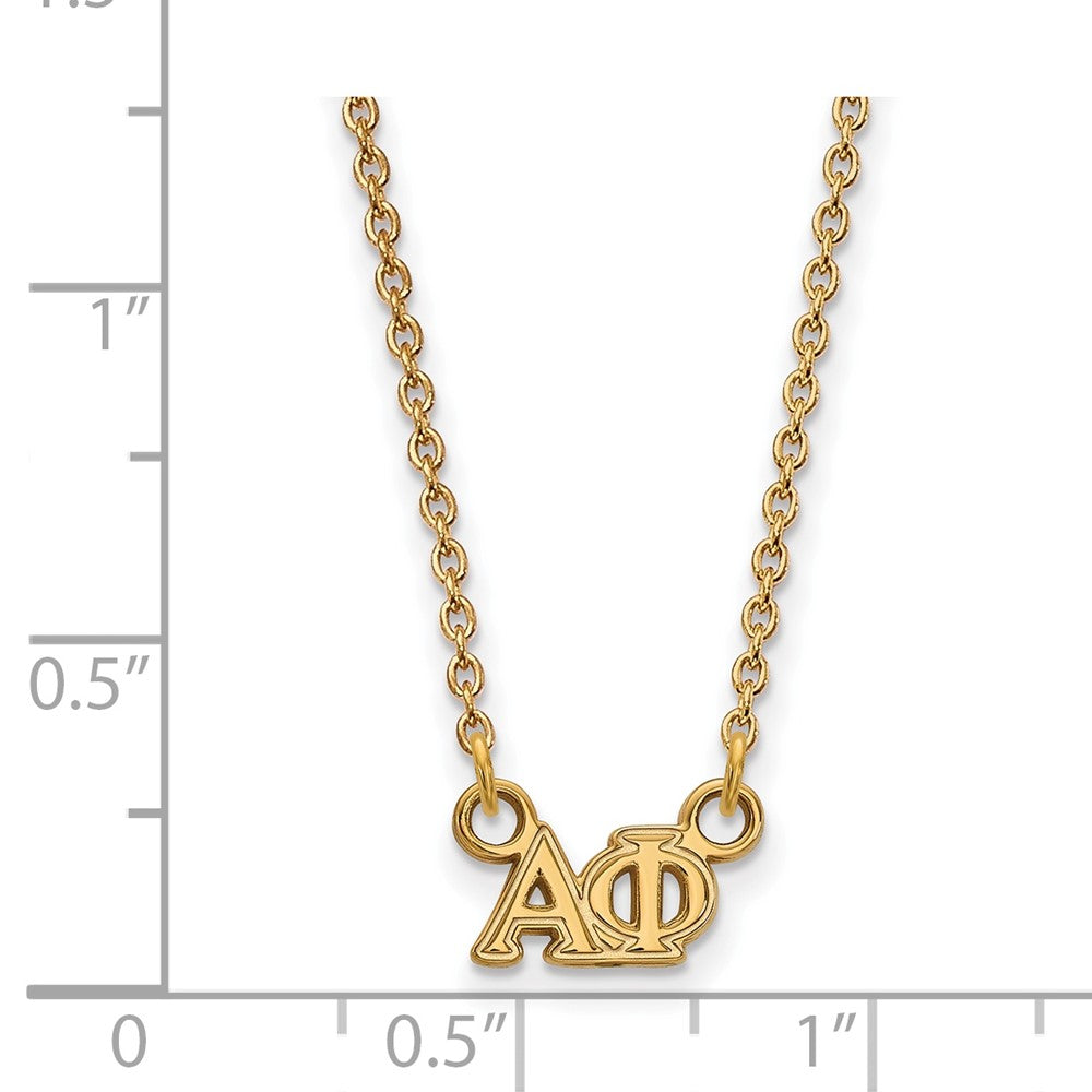 Gold Plated Sterling Silver Logoart Alpha Phi Sorority Greek Letters Extra Small Pendant 18 Inch Necklace
