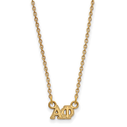 Gold Plated Sterling Silver Logoart Alpha Phi Sorority Greek Letters Extra Small Pendant 18 Inch Necklace