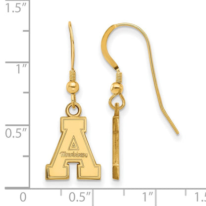 Gold Plated Sterling Silver Logoart Appalachian State University Small Dangle Wire Earrings