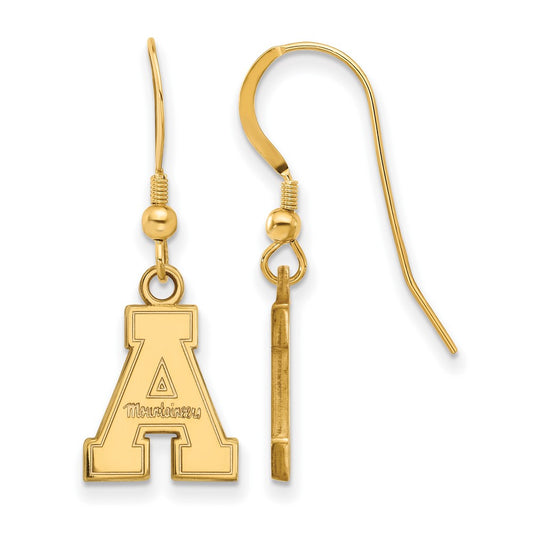 Gold Plated Sterling Silver Logoart Appalachian State University Small Dangle Wire Earrings
