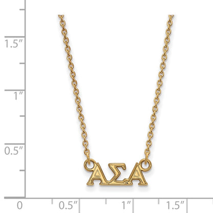 Gold Plated Sterling Silver Logoart Alpha Sigma Sorority Greek Letters Extra Small Pendant 18 Inch Necklace