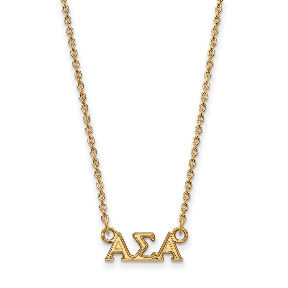 Gold Plated Sterling Silver Logoart Alpha Sigma Sorority Greek Letters Extra Small Pendant 18 Inch Necklace