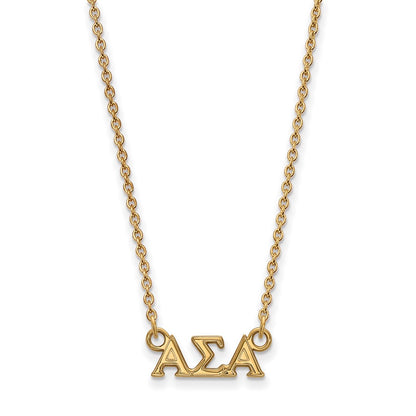 Gold Plated Sterling Silver Logoart Alpha Sigma Sorority Greek Letters Extra Small Pendant 18 Inch Necklace