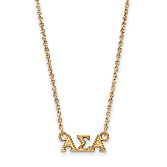 Gold Plated Sterling Silver Logoart Alpha Sigma Sorority Greek Letters Extra Small Pendant 18 Inch Necklace