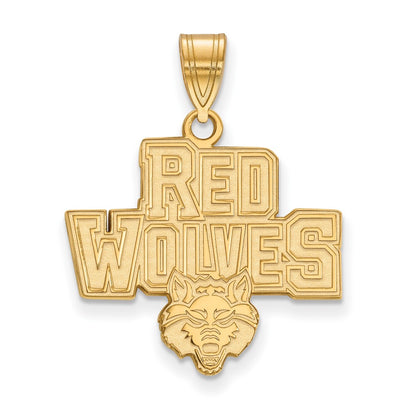 10K Yellow Gold Logoart Arkansas State University Red Wolves Large Pendant