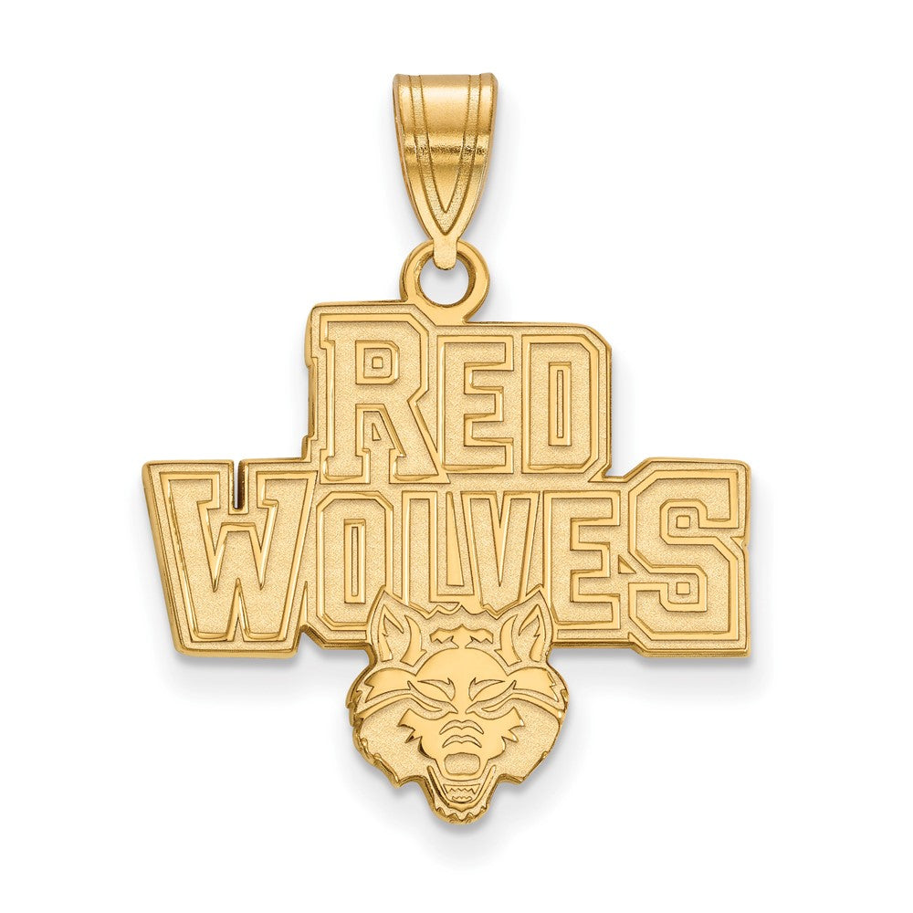 14K Yellow Gold Logoart Arkansas State University Red Wolves Large Pendant