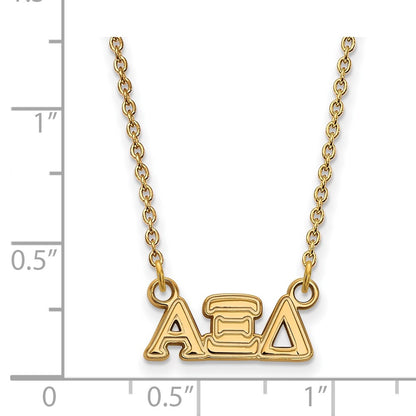 Gold Plated Sterling Silver Logoart Alpha Xi Delta Sorority Greek Letters Extra Small Pendant 18 Inch Necklace