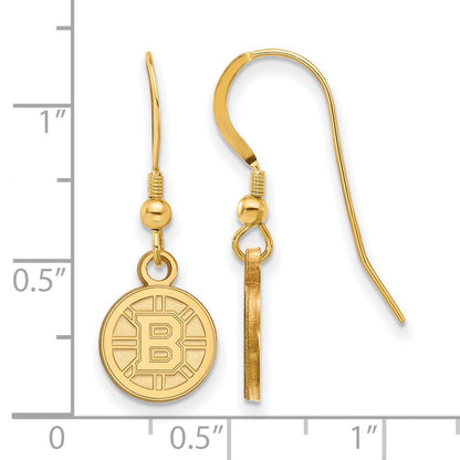Gold Plated Sterling Silver Nhl Logoart Boston Bruins Extra Small Dangle Earrings