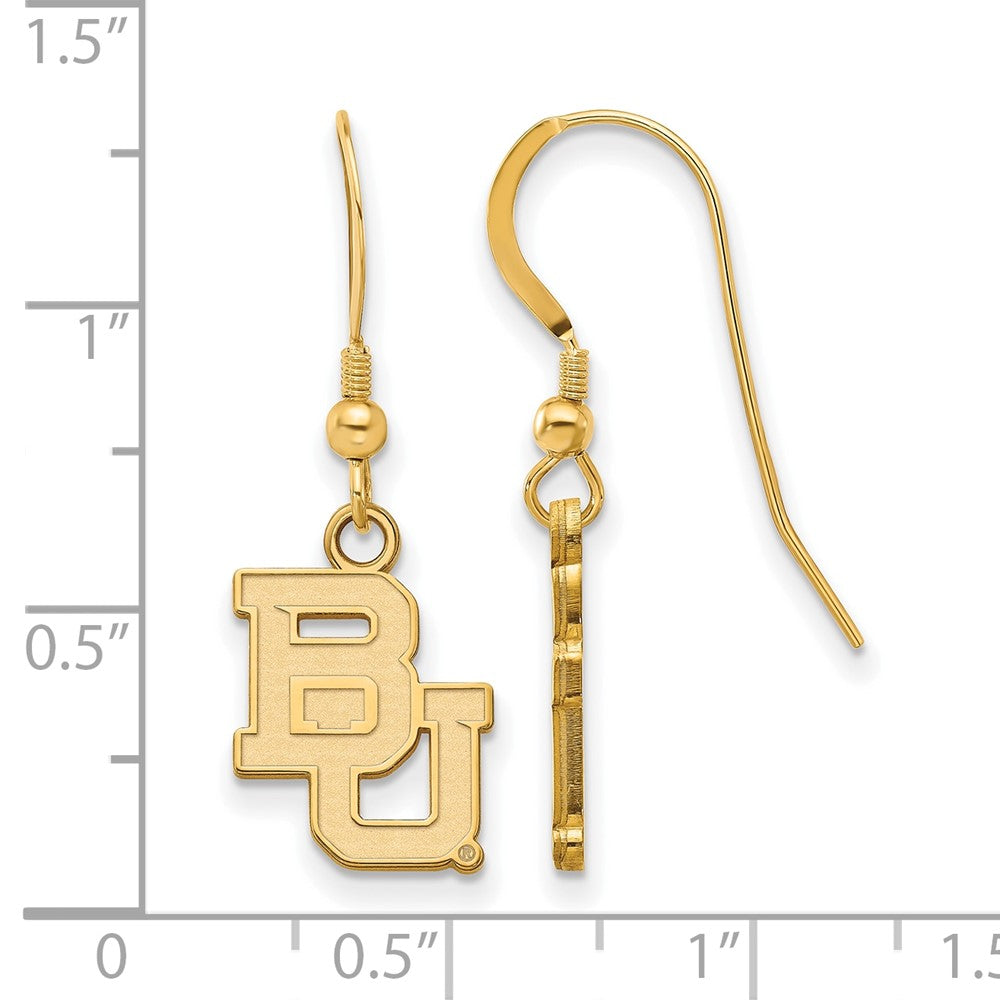Gold Plated Sterling Silver Logoart Baylor University Bears Small Dangle Wire Earrings