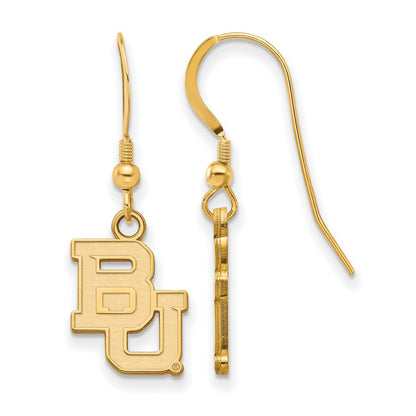 Gold Plated Sterling Silver Logoart Baylor University Bears Small Dangle Wire Earrings