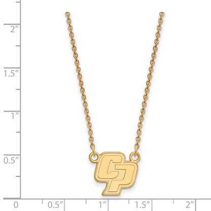 Gold Plated Sterling Silver Logoart California Polytechnic State University C P Small Pendant 18 Inch Necklace