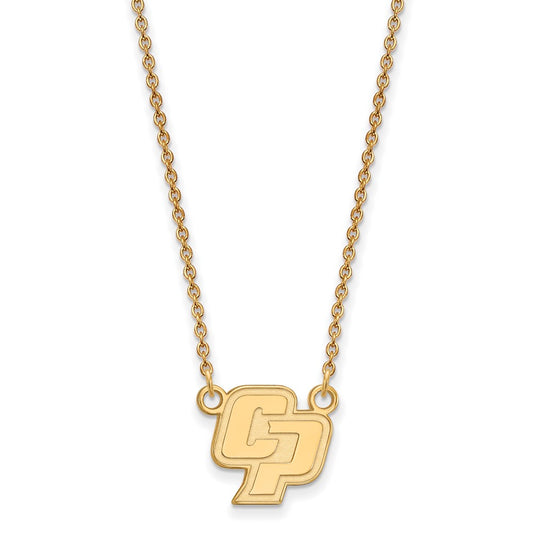 Gold Plated Sterling Silver Logoart California Polytechnic State University C P Small Pendant 18 Inch Necklace