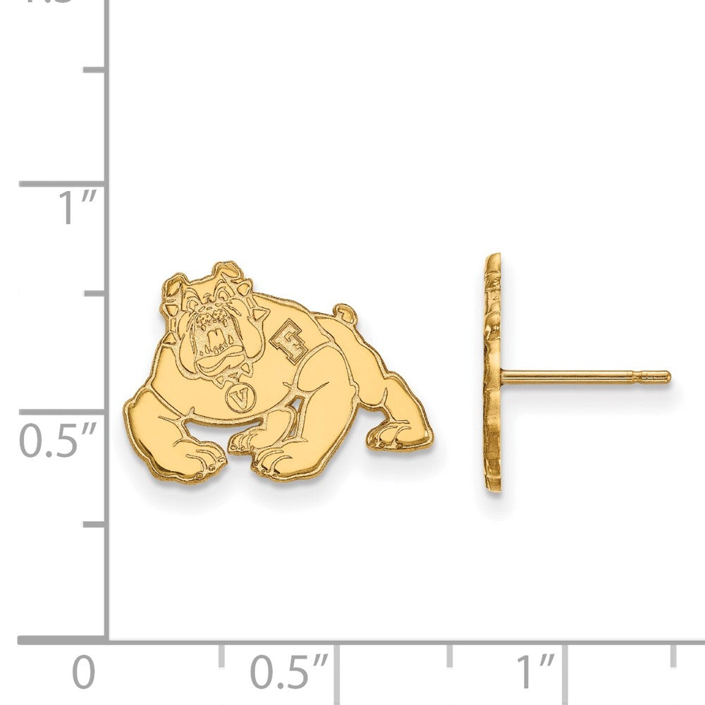 14K Yellow Gold Logoart California State University Fresno Bulldog Small Post Earrings