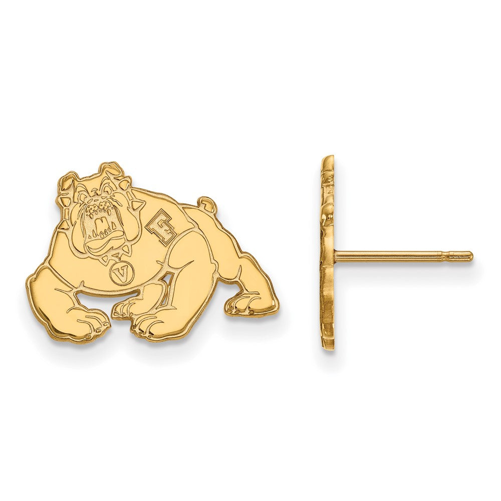 Gold Plated Sterling Silver Logoart California State University Fresno Bulldog Small Post Earrings