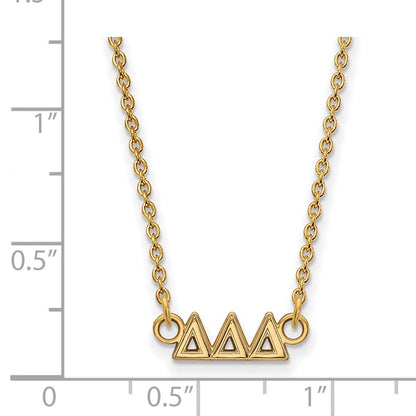 Gold Plated Sterling Silver Logoart Delta Sorority Greek Letters Extra Small Pendant 18 Inch Necklace