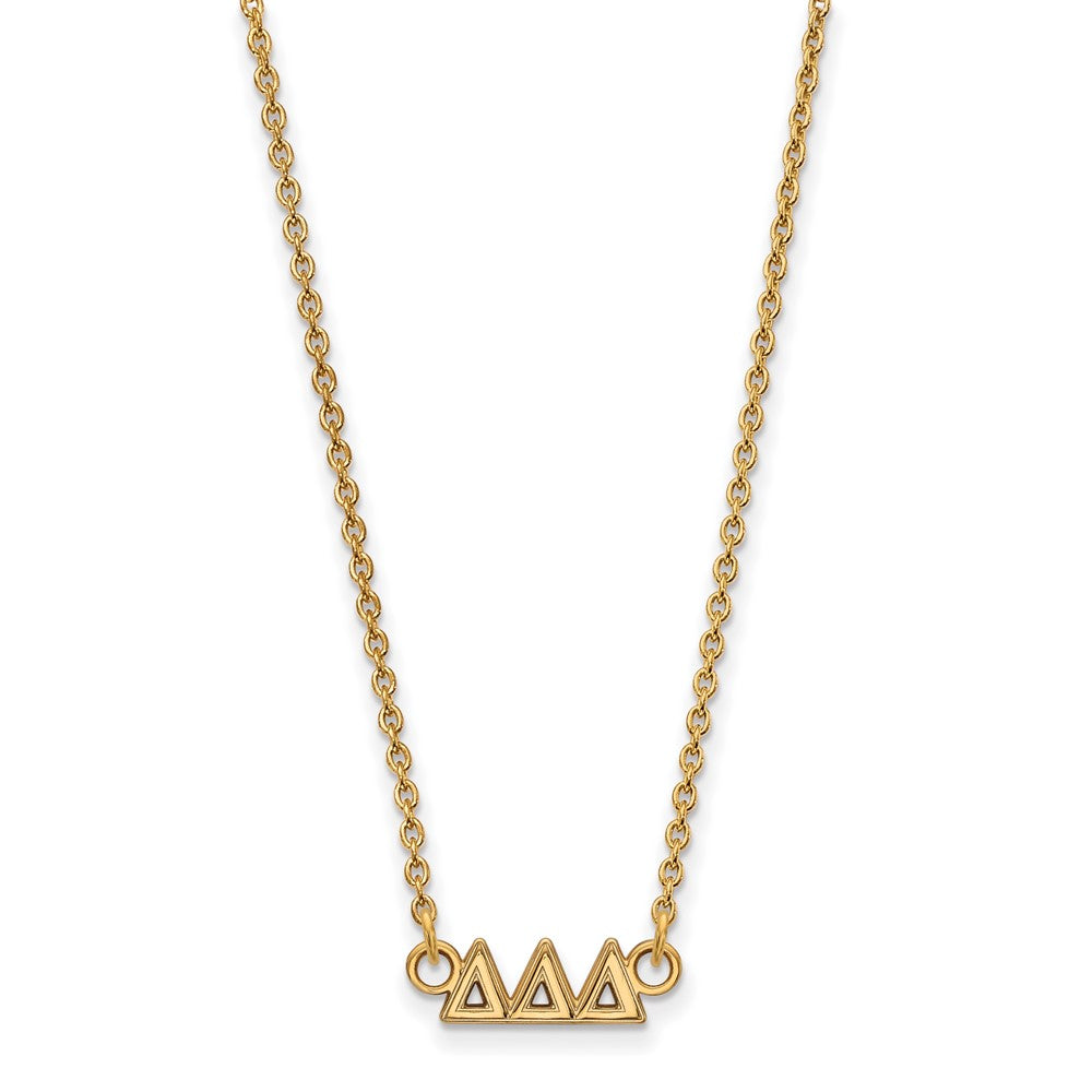 Gold Plated Sterling Silver Logoart Delta Sorority Greek Letters Extra Small Pendant 18 Inch Necklace