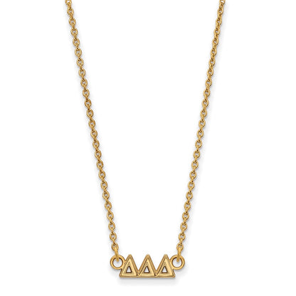 Gold Plated Sterling Silver Logoart Delta Sorority Greek Letters Extra Small Pendant 18 Inch Necklace