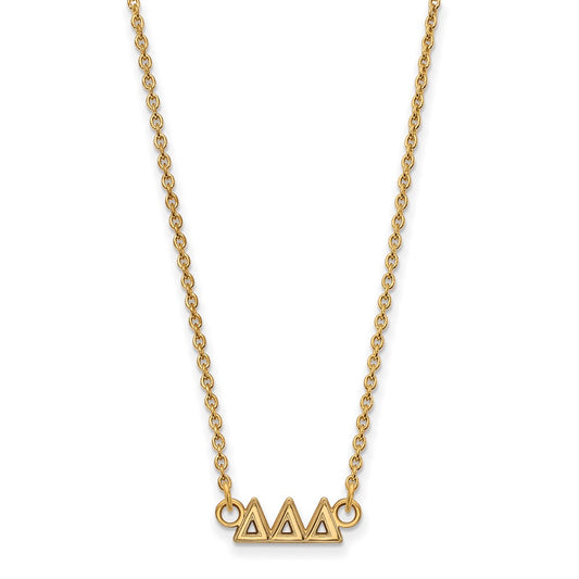 Gold Plated Sterling Silver Logoart Delta Sorority Greek Letters Extra Small Pendant 18 Inch Necklace