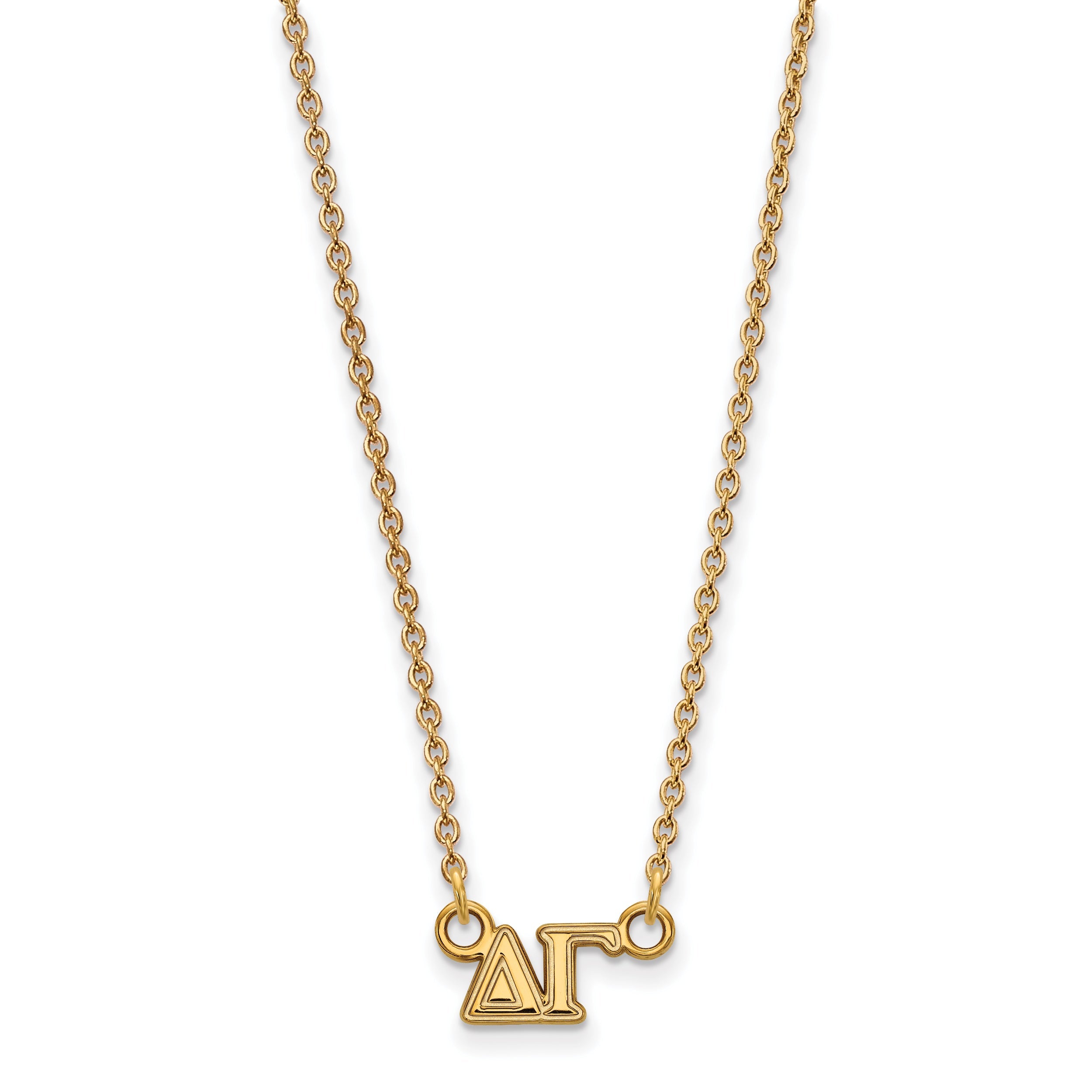 Gold Plated Sterling Silver Logoart Delta Gamma Sorority Greek Letters Extra Small Pendant 18 Inch Necklace