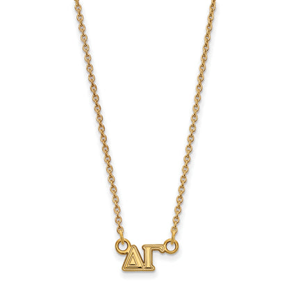 Gold Plated Sterling Silver Logoart Delta Gamma Sorority Greek Letters Extra Small Pendant 18 Inch Necklace