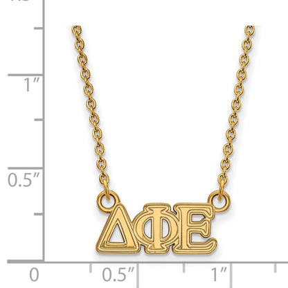 Gold Plated Sterling Silver Logoart Delta Phi Epsilon Sorority Greek Letters Extra Small Pendant 18 Inch Necklace