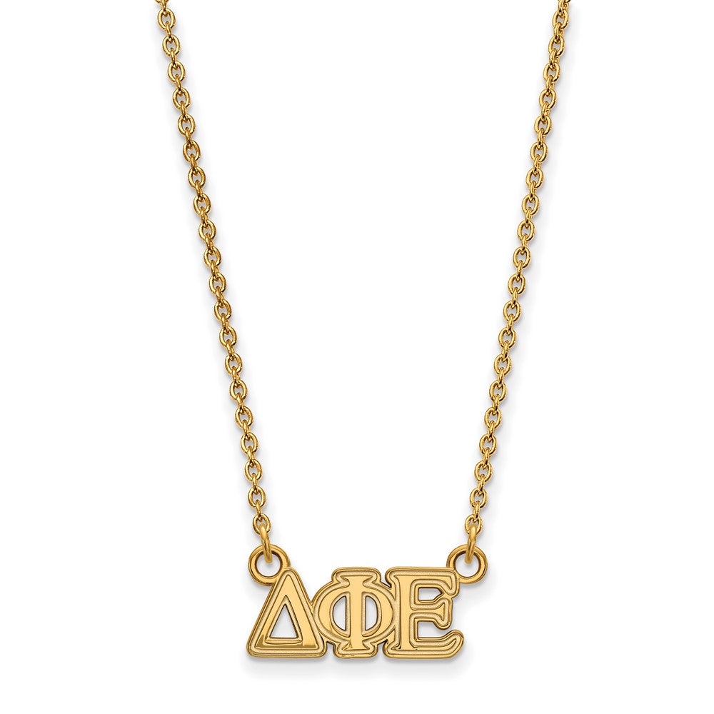 Gold Plated Sterling Silver Logoart Delta Phi Epsilon Sorority Greek Letters Extra Small Pendant 18 Inch Necklace